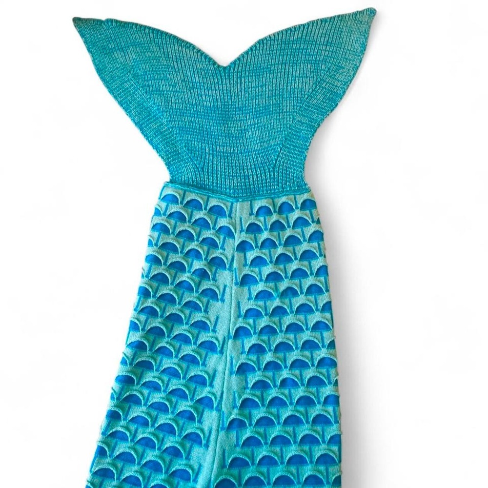 Mermaid Lap Blanket, Blue 64" Long - Picture 3 of 5